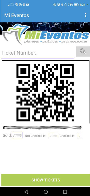 Pantalla de escaneo de QR